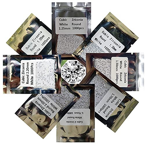 1,000 PCS Each Size Clear Cubic Zirconia 1.00 MM