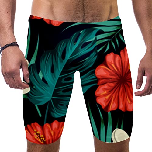 Maillot de bain long homme à fleurs rouges et blanches multicolore taille XL Hui Jin Shop