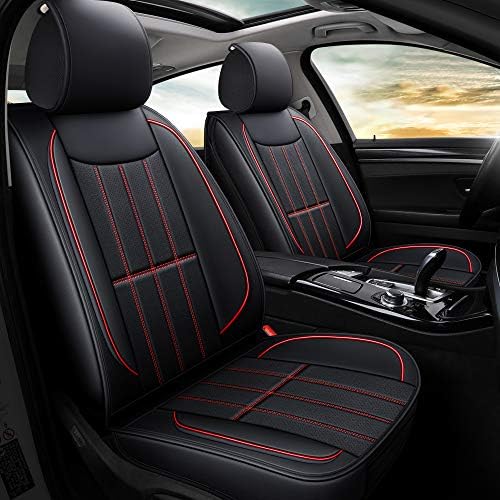 AOOG Leather Car Seat Covers, Leatherette Automotive Vehicle Cushion Cover for Cars SUV Pick-up Truck, Universal Non-Slip Vehicle Cushion Cover Waterproof, Full Set
