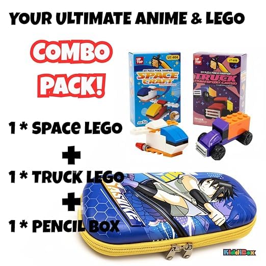Image of KiddiBox Anime Pencil Case for Kids - One Piece Sasuke Character Pouch, Kawaii School Supplies Set & 2 DIY Sharpeners for Boys Girls Students