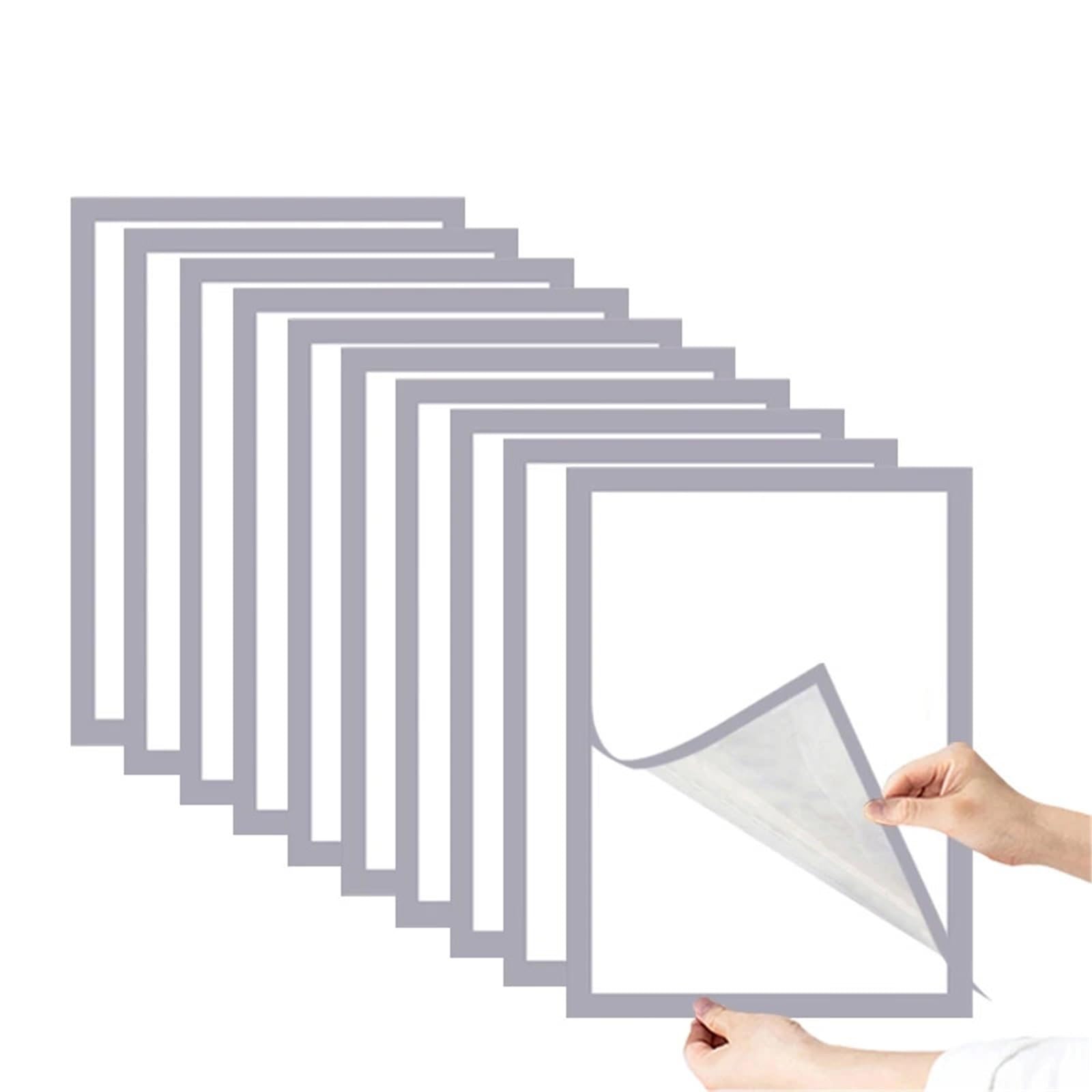 Ramki magnetyczne, Wieszak na zdjęcia do plakatów A4/A6, wielokrotnego użytku(10PCS Silver)