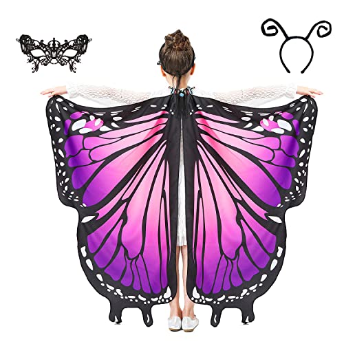 Schmetterlings-Kostüm-Set Für Mädchen – 6-teilig, Mit Flügeln, Tutu, Maske, Stirnband, Tattoo & Feenstab
