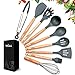 La Moustache Utensilios Cocina de Silicona, Set de 9 Piezas Profesionales, Juego de Utensilios de Cocina Resistentes al Calor y Antiadherentes, Mango Ergonómico de Madera de Haya | sin BPA, No Tóxico
