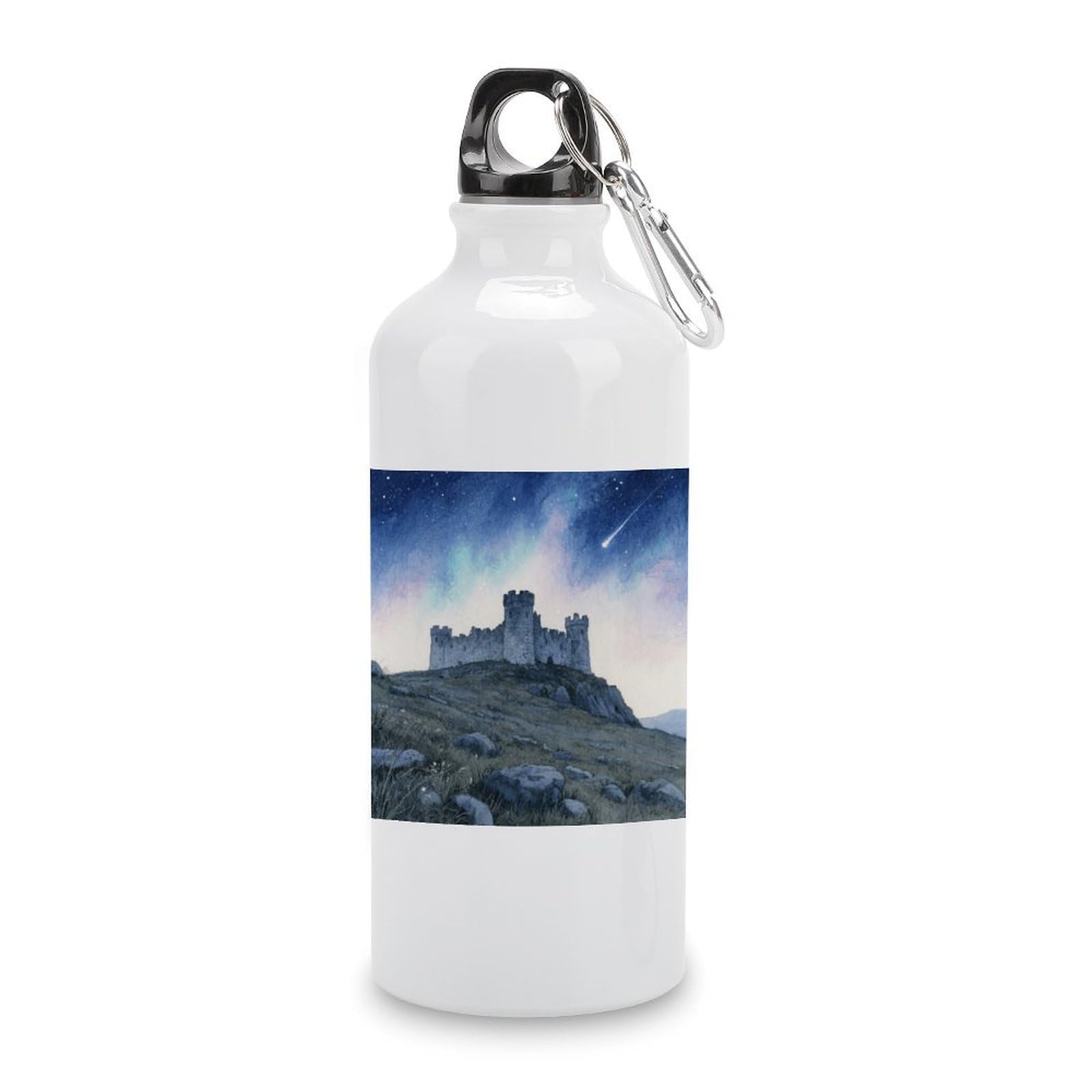 Fekiloot Style Hilltop Castle Aluminum Water Bottle Travel Tumbler Reusable Lightweight Outdoor Sports Water Bottles For Gym Sports Camping Hiking Fishing600ml