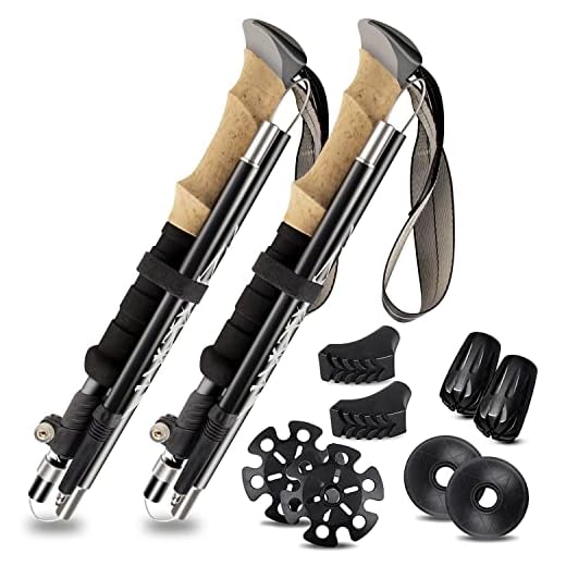 Bâtons de Randonnée 2 PCS Bâtons de Marche Telescopique Bâtons Nordique en Aluminium Réglable de 36 à 130 cm Ultraléger Antichoc Antidérapant Canne de Marche,Idéal pour Randonnées,Camping,Ski