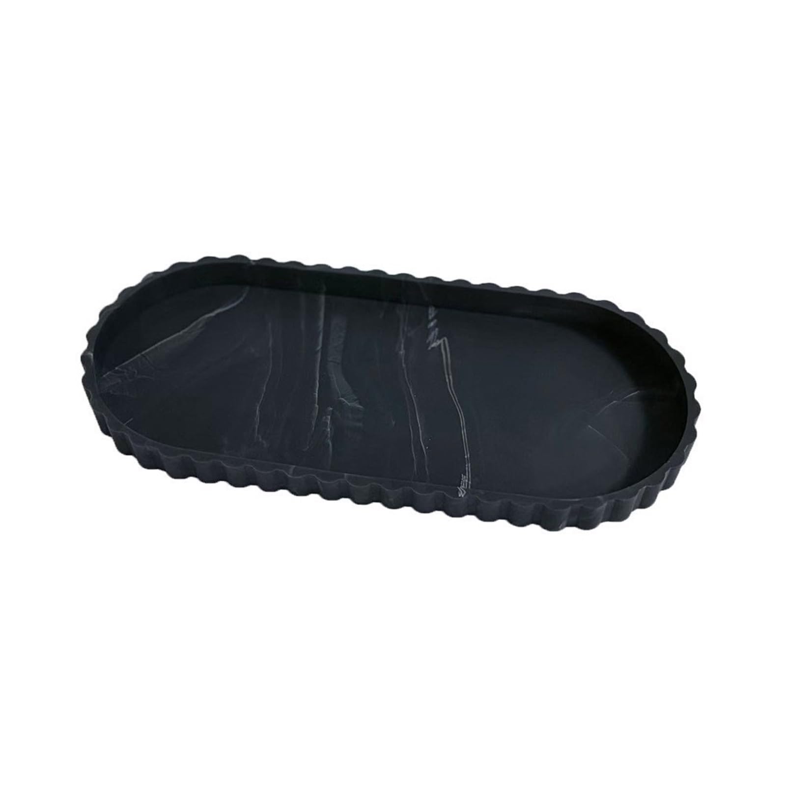 Silicone Bathroom Tray Marble Wave Edge Oval Silicone Storage Tray