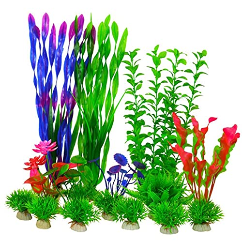 Künstliche Wasserpflanzen Aquarium,Qiundar 16 Pcs Künstliche Aquariumpflanzen Aquarium Pflanzen Deko Aquarium Künstliche Pflanzen Cover