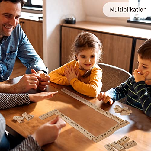 LOPOTIN 38TLG 1x1 Lernen Spiel Dominosteine Domino Kinder Rechnen Lernen Ab 5 Jahre Mathe Spielsteine Bausätze Spiel aus Holz Lernspielzeug für Grundschule Einschulung Geschenk