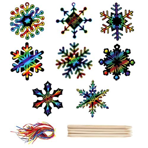 Hopton 40 Stück Kratzbilder Weihnachten für Kinder, Regenbogen...