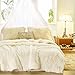 CoutureBridal Parure de lit 1 Personnes 2 pièces Peluche Hiver Chaude Duveteuse Sets de Housse de Couette Blanc Crème Flanelle avec Fermeture à Glissière 140x200cm + 1 Taies d'oreiller 65x65cm