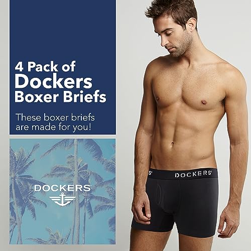 DOCKERS Men's Underwear Cotton Stretch Boxer Briefs for Men Pack of 42