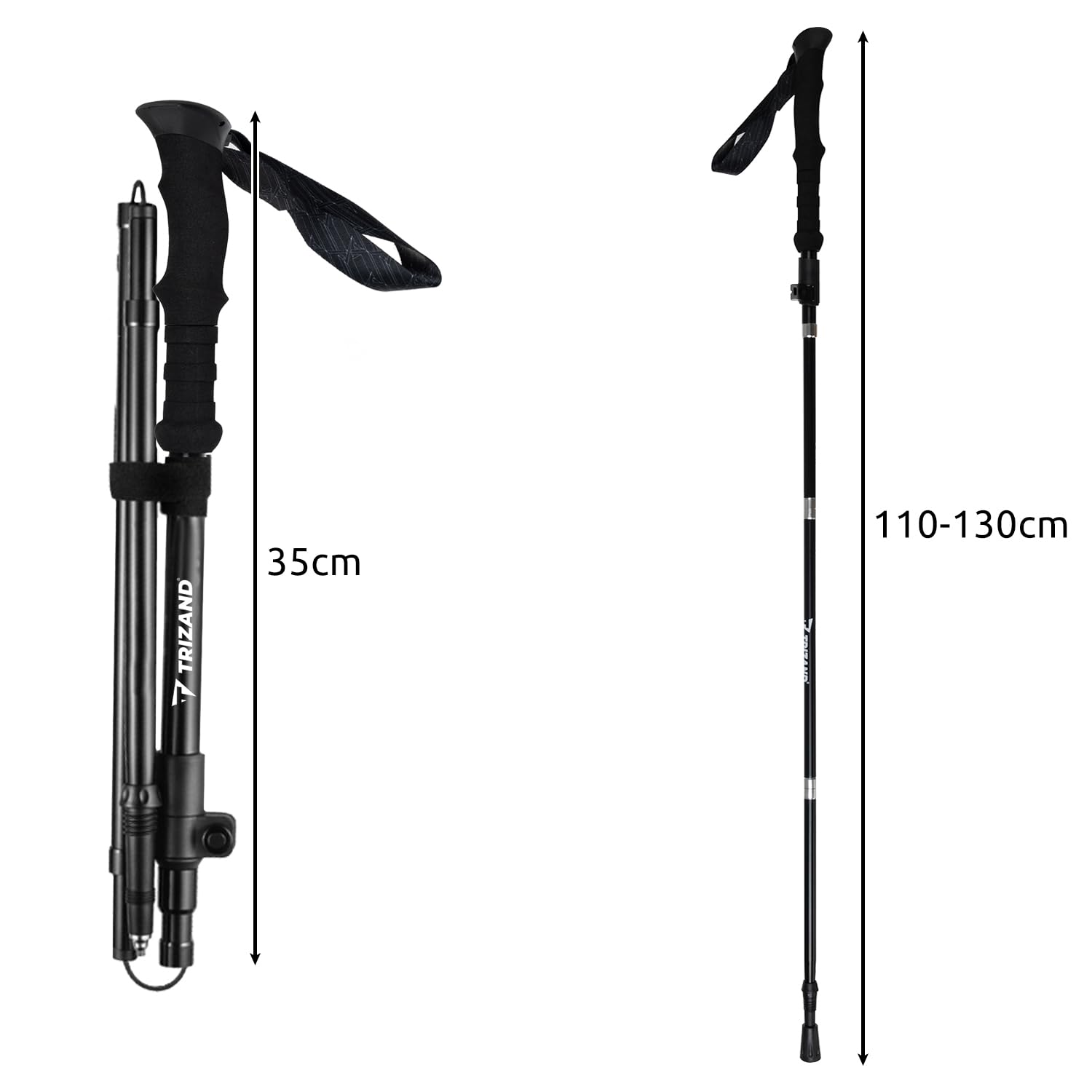 Bâtons de marche nordique pliables et réglables de 110 à 130 cm - Léger avec tampon en caoutchouc pour homme et femme - 24396