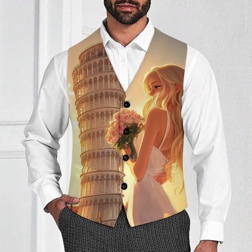 Leaning Tower of Pisa Woman Men's Suit Vests Dress Vest V-Neck Waistcoat Slim Business Formal with Pocket2
