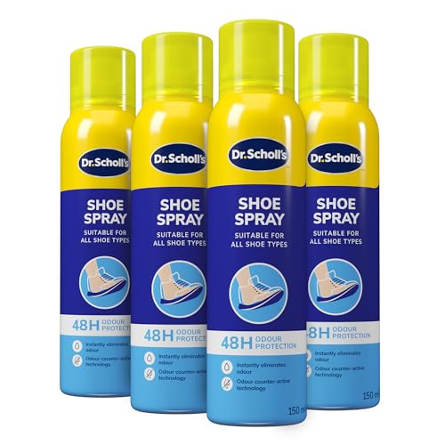 Dr. Scholls Fresh Step Anti Odour Shoe Spray Eliminates Odor For Up To 48 Hours. Fresh Scent Quick Drying Suitable For All Shoe Types Running Trainers Sports & More 150ml  Pack of 4
