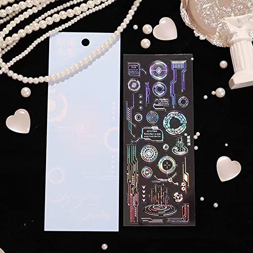 4Pack Holographic Glitter Sticker Set 3D Shape Vintage Transparent Stickers For Scrapbooking Decorative Decals Paper Planner Bullet Junk Journal Supplies For Album Notebook Diy Art Craft #TOP2