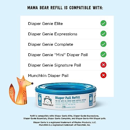 Mama Bear Diaper Pail Refills for Diaper Genie Pails, 270 Count (Pack of 4) - 2