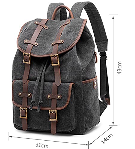 Canvas Travel Shoulder Backpack Vintage Men's and Women's Mountaineering Hiking Bag Casual Large Capacity Sports Bag Coffee,Grey3