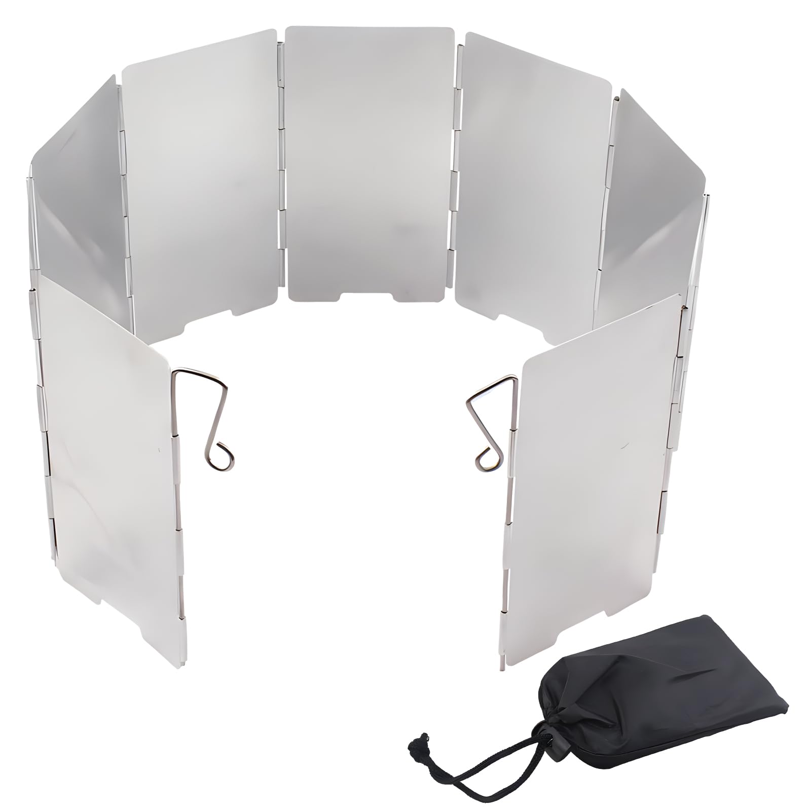 Lot De 2 Pare-vent Pliables En Aluminium – 9 Plaques, 67,5 Cm Déplié, Piquets Intégrés, Pour Réchaud De Camping, Randonnée