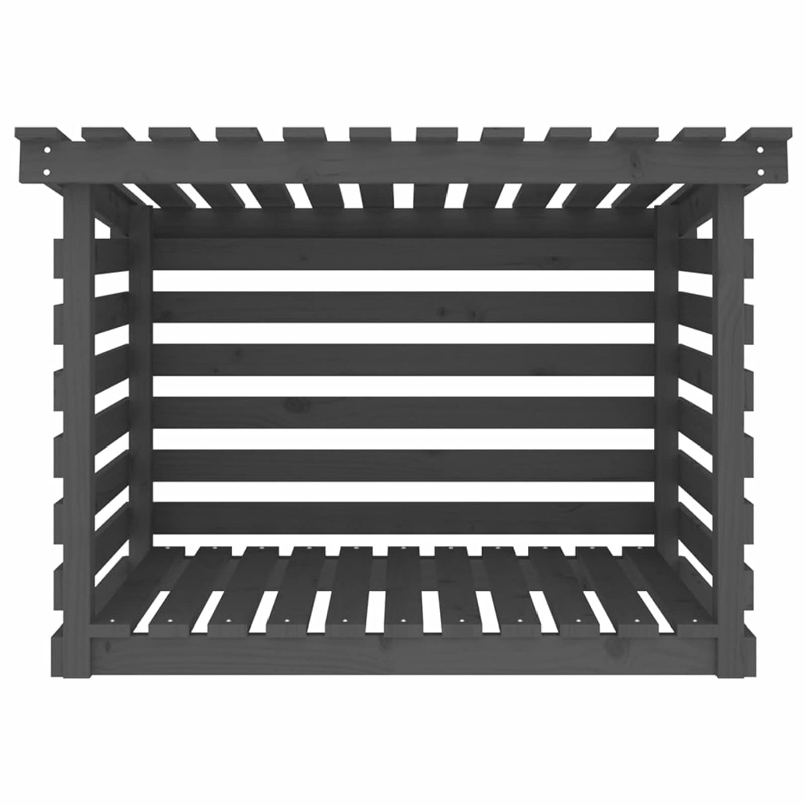 Leñero Gris 108X73X79 Cm Madera Maciza De Pino Leñero Y Leñero para Jardín Almacenamiento De Leña Y Secado Y Curado De Leña,