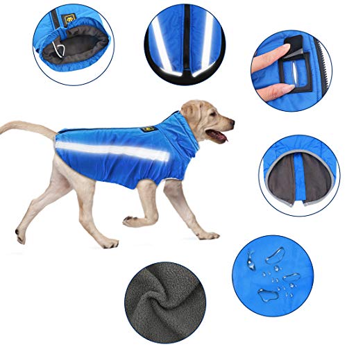 Idepet Wasserdichter Hundemantel Winter Warme Jacke, Winddichte Haustierkleidung Hundejacke Outfit für kleine mittelgroße Hunde mit Geschirrloch XL-6XL