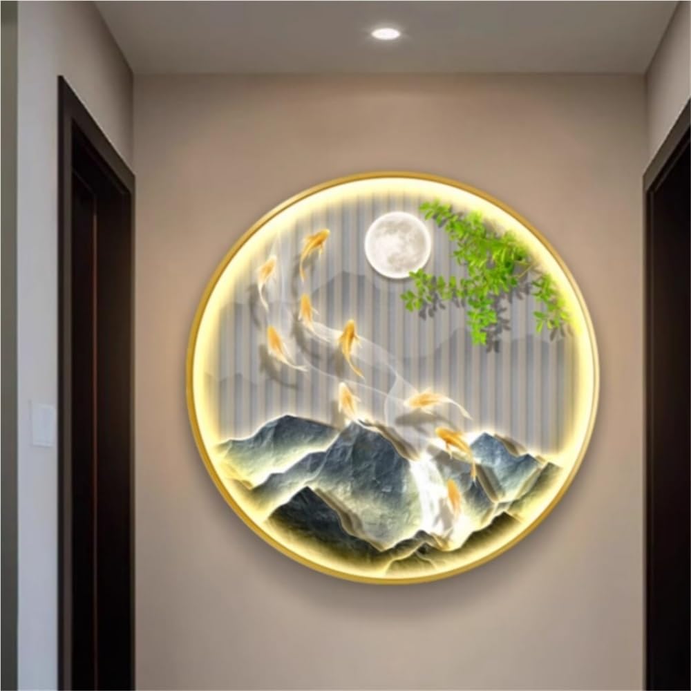 Decoración de Pared 3D, Arte de Pared LED de Lujo, esculturas de Pared con luz LED, Pintura Mural con Fuente de alimentación enchufable, Mural para Entrada, Pasillo y Sala de Estar