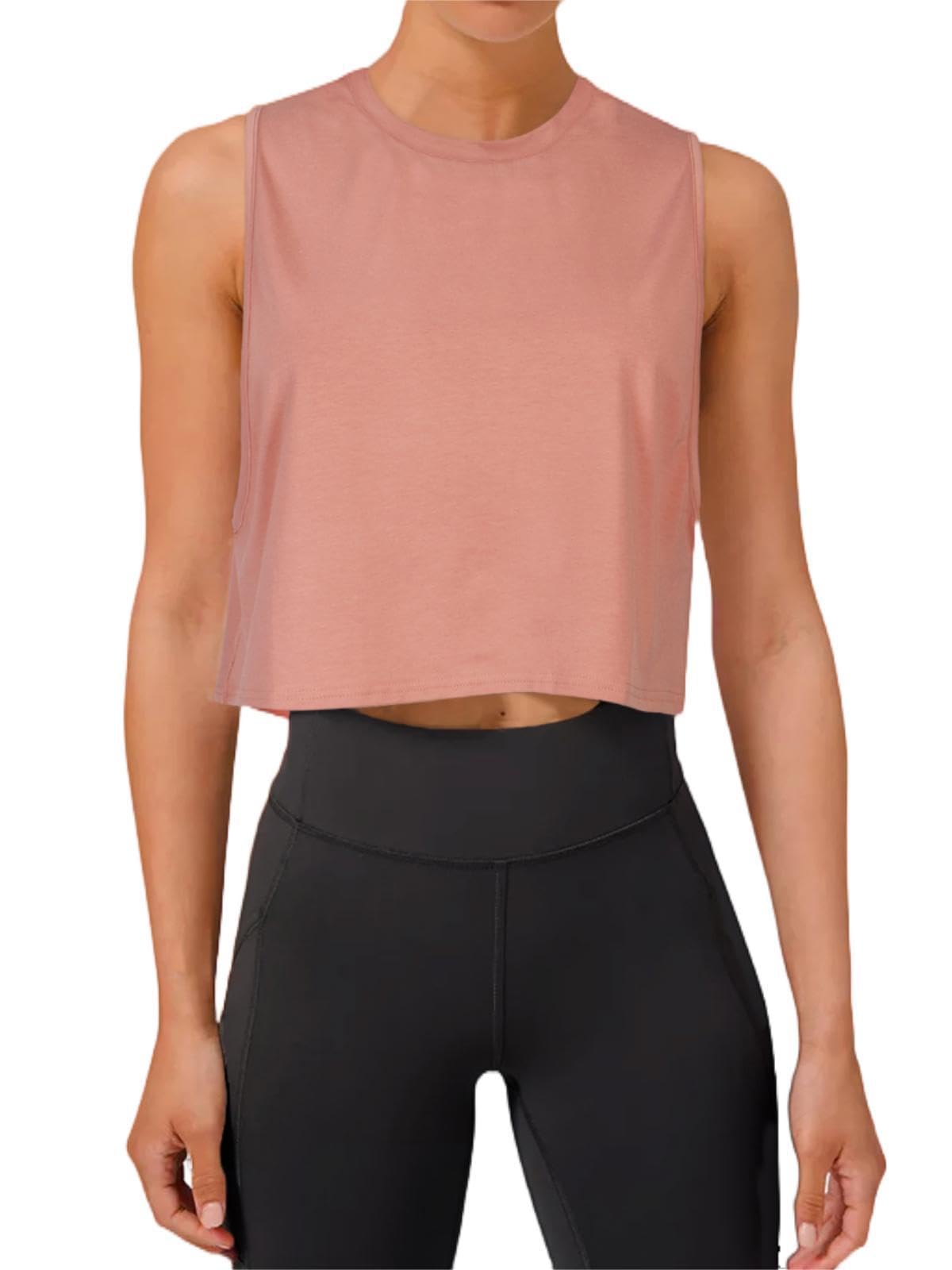 REORIA Damen Crop Tops Workout Tops Lose Ärmellose Cropped Muscle Tank Open Back Shirts
