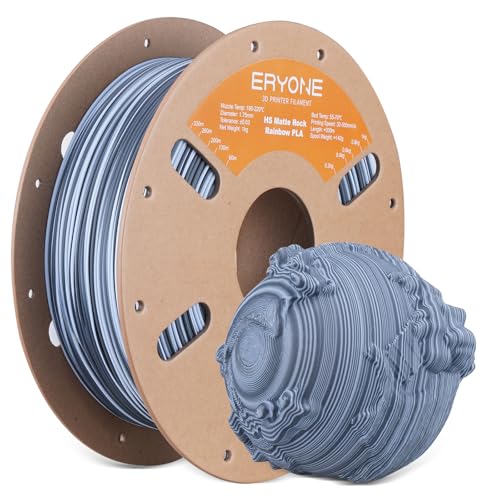 Image of ERYONE Matte Rock Rainbow 3D Printer PLA Filament 1.75 + /-0.03mm, Matte Multicolor Filament PLA 1KG(2.2LBS) Spool, 30-500mm /s High Speed Printing Twist Rainbow PLA, Salt Flat Vein