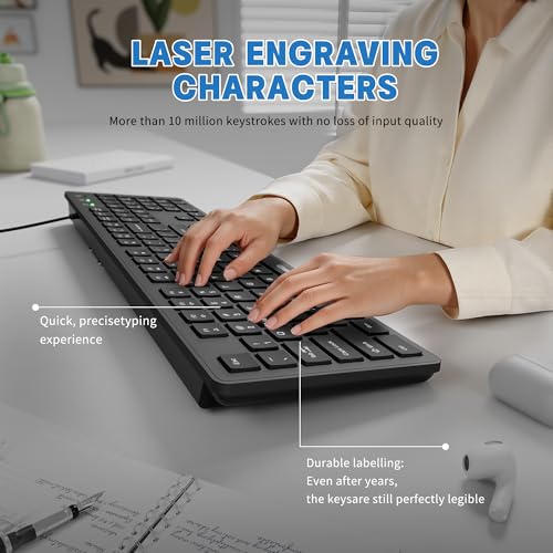 Image of Arabic English Keyboard,Wired Keyboard Not Fading Bilingual Letters | USB-A Interface,1.6m /62.99inches line Length Suitable for Windows Computer,Laptop,PC,Full Size with Number Key,Plug and Play
