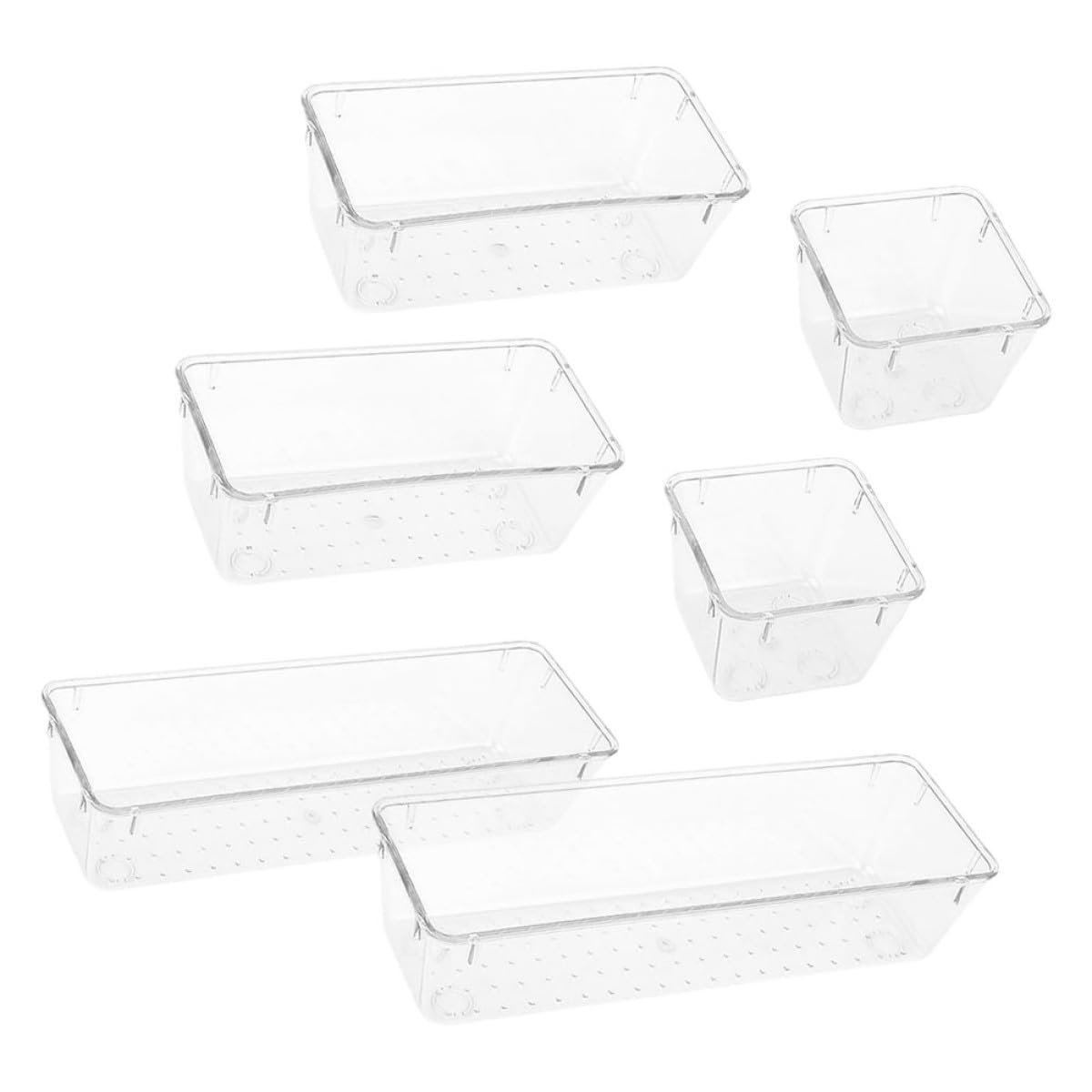 Organiseur de tiroir transparent en PET lot de 6 bacs de rangement empilables compacts