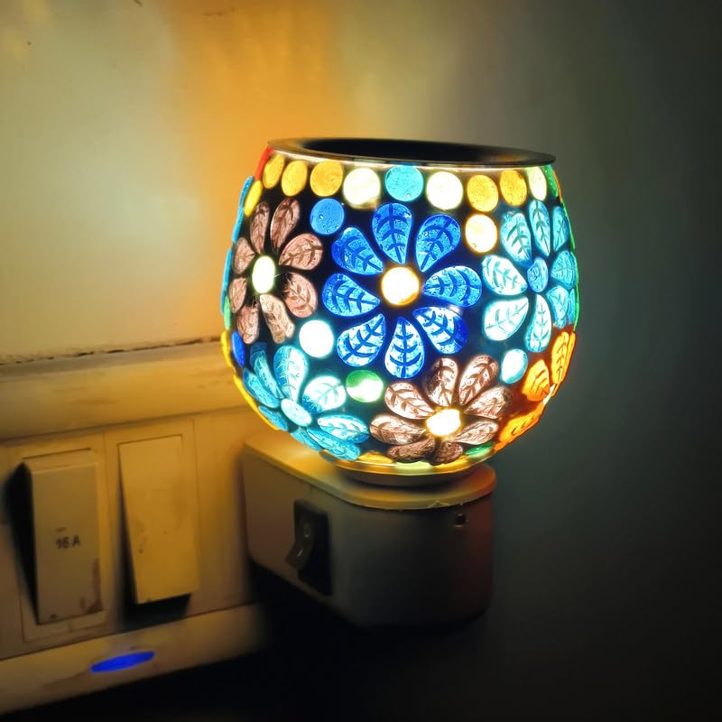 Dharohar The Heritage Electric Mosaic Kapoor Dani Camphor Aroma Diffuser Incense Burner Mosaic Night Lamp Incense Burner Steel Fragrance Night Lamp