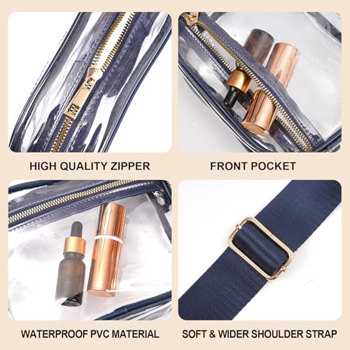 Image of Fibrdoo Clear Bag Stadium Approved, Leather Clear Crossbody Purse Bag for Concerts Sports Events Festivals