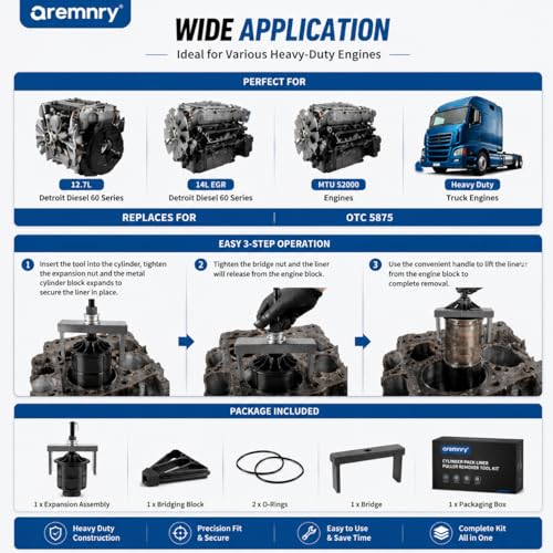 aremnry J-45876 Cylinder Liner Puller for Detroit Diesel 60 Series 12.7L 14L DD13 DD15 DD16 MTU S2000 Heavy Duty Engine, Alternative to OTC 5875 Manual Wet Sleeve Remover Extraction Tool Kit by aremnry - Used condition - Image 6