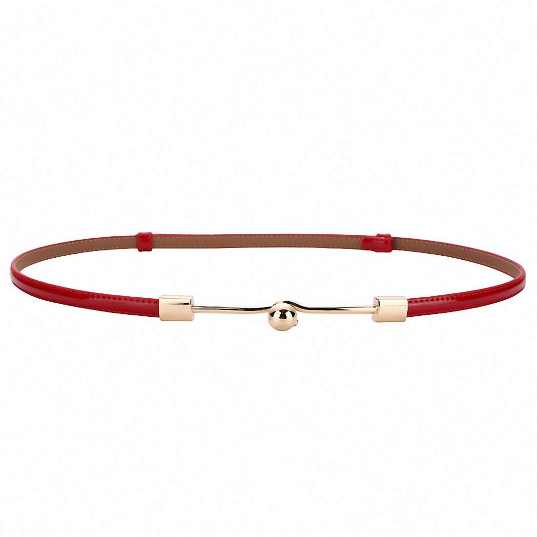 Women Skinny Leather Belt for Dress Adjustable Elastic Thin Cinch Waist with Alloy Buckle for Ladies Wedding Dress Decoration
