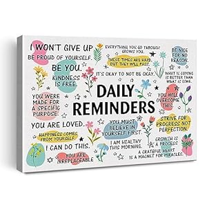 Inspirational Daily Reminders Poster Canvas Wall Art for Office Home Decor – Positive Affirmation Canvas Print Wall Art Painting Framed Encouragement Gifts – Easel & Hanging Hook 12×15 Inch