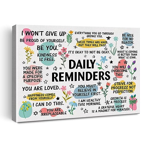 Inspirational-Daily-Reminders-Poster-Canvas-Wall-Art-for-Office-Home-Decor-Positive-Affirmation-Canvas-Print-Wall-Art-Painting-Framed-Encouragement-Gifts-Easel-Hanging-Hook-12x15-Inch