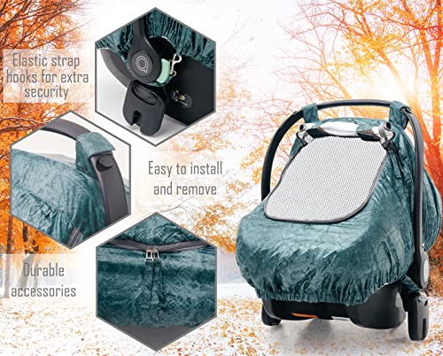 Image of Universal Fit Car Seat Covers for Babies by SA ACCESSORIES - Waterproof Infant and Baby Car Seat Cover - Carseat Canopy for Boys and Girls - Green Snake