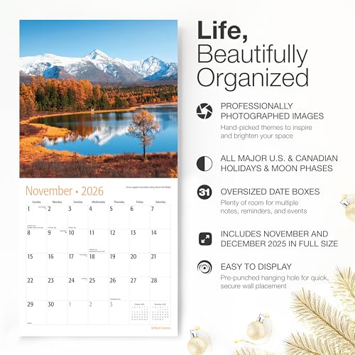 Image of RED EMBER Brilliant Seasons 2026 Wall Calendar 12 Month | 12 inch x 24 inch Open | Thick & Sturdy Paper | Giftable | Scenic Landscapes Nature Calendar 2026