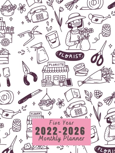 Five Year 2022-2026 Monthly Planner Hardcover: Florist Flowers Background Cover 5 Year Calendar 60 Months Agenda Schedule Organizer January 2022 - December 2026 image 2