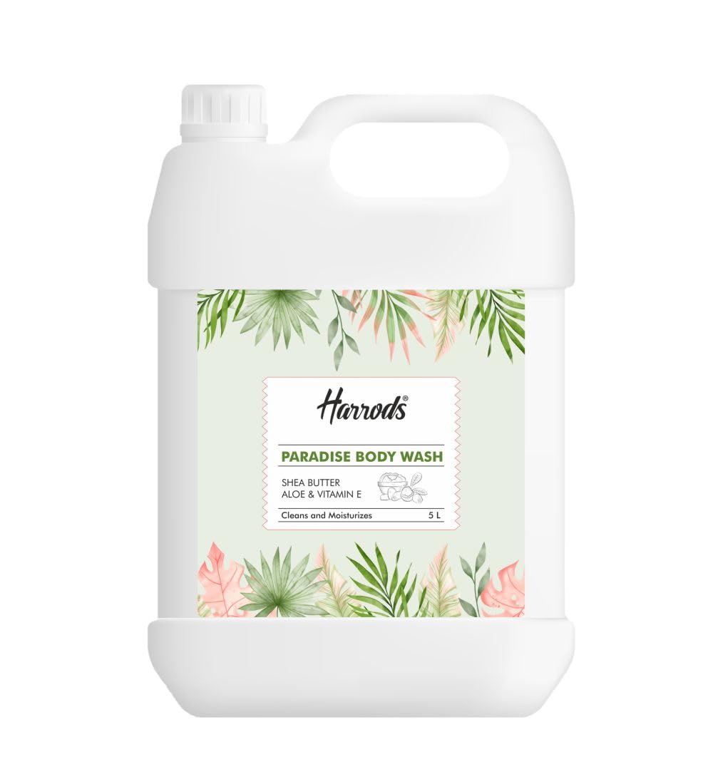 Harrods Paradise Body Wash Refill Pack 5L | Liquid Soap | Shower Gel | Best for Hotel, Spa, Salon, Joint Family | Gentle Cleanser for Dry Skin | 100% Natural Freshness