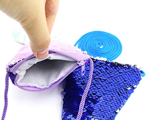 Starte Pack Of 2 Mermaid Tail Purse For Girls Women's Coin Purse Pouches Mini Shoulder Bag For Little Girls(Purple+Pink) #TOP3