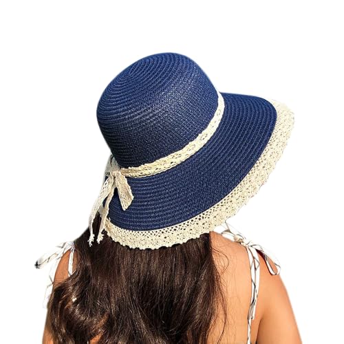 Sombrero de paja plegable para verano con ala ancha miniatura 1