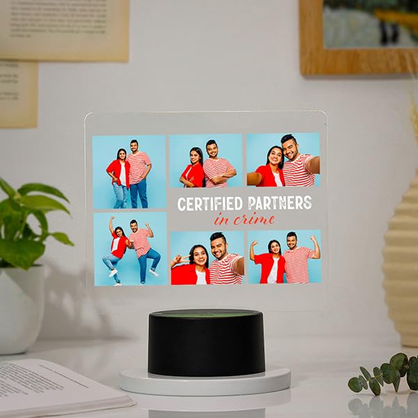 Image of IGP Personalized Siblings LED Photo Lamp | Same Day Delivery | Custom Acrylic Night Light with 7-Color RGB Lighting | Rakhi Gift for Brother & Sister | Birthday Present | Photo Lamp