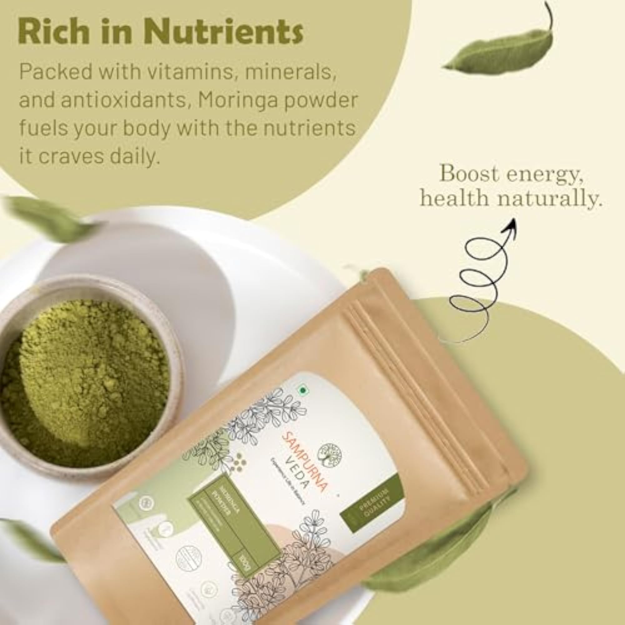 SampurnaVeda 100% Natural Moringa Powder, 100gm
