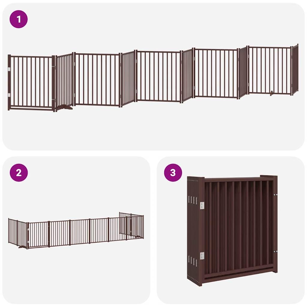 Homgoday Puerta de Perros Plegable 10 Paneles Madera álamo marrón 800 cm Barrera para Perros Plegable Valla para Mascotas Pequeña Barrera de Seguridad para Escalera Pasillo