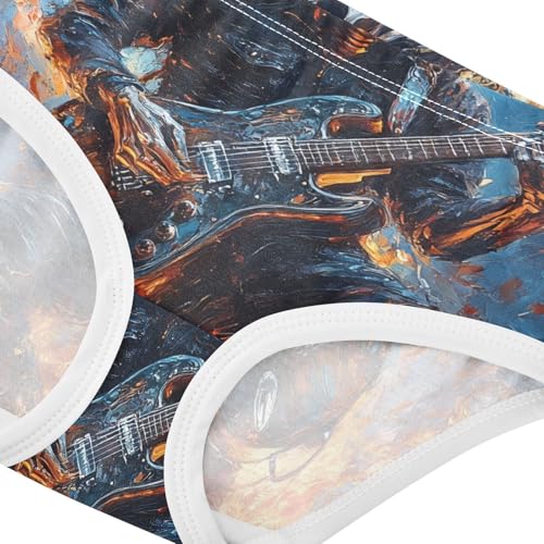 Skull Man Plays Guitar Funny Cute Panties Girl Toddler Underwear Custom Cotton Pattern Briefs Kids Undies 2t4