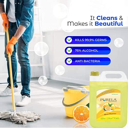 Image of floor cleaner liquid, Kills All Germs & Viruses To Makes Surfaces Safe & Remove Tough Stains, Bathroom Surface Cleaning Liquid, Disinfectant & Insect Repellent - 5 Liter (Lemon) (Lemon)