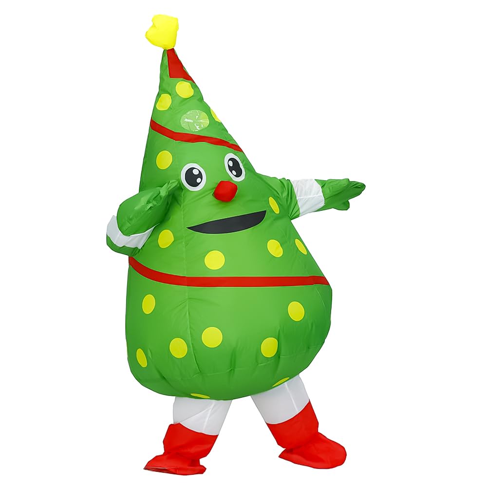 Rafalacy Inflatable Christmas Costume for Adult Blow up Santa Claus Elf Snowman Ginger Bread Man Costum Xmas Funny Fancy Dress (Christmas Tree) - Image 4