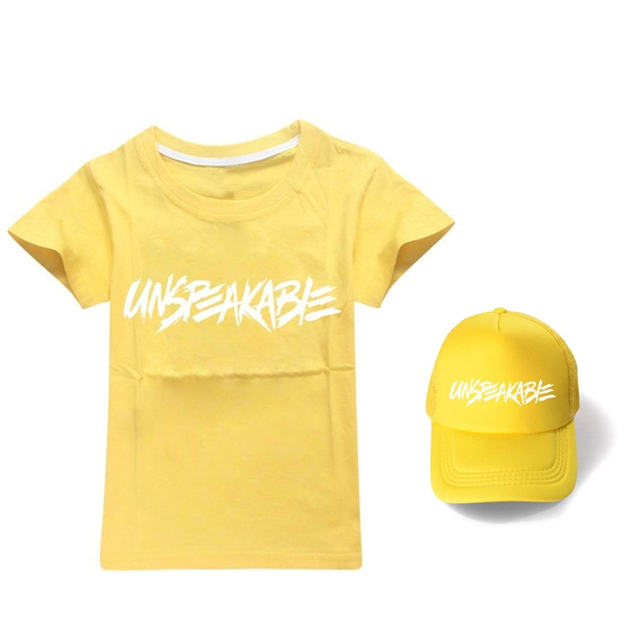 Unspeakable Merch Kids T Shirts & Cap Hat Short Sleeve Round Neck 100% Cotton Tee Top Youtuber Gamer Boys Girls Baby Teens Unisex 3-14 Years