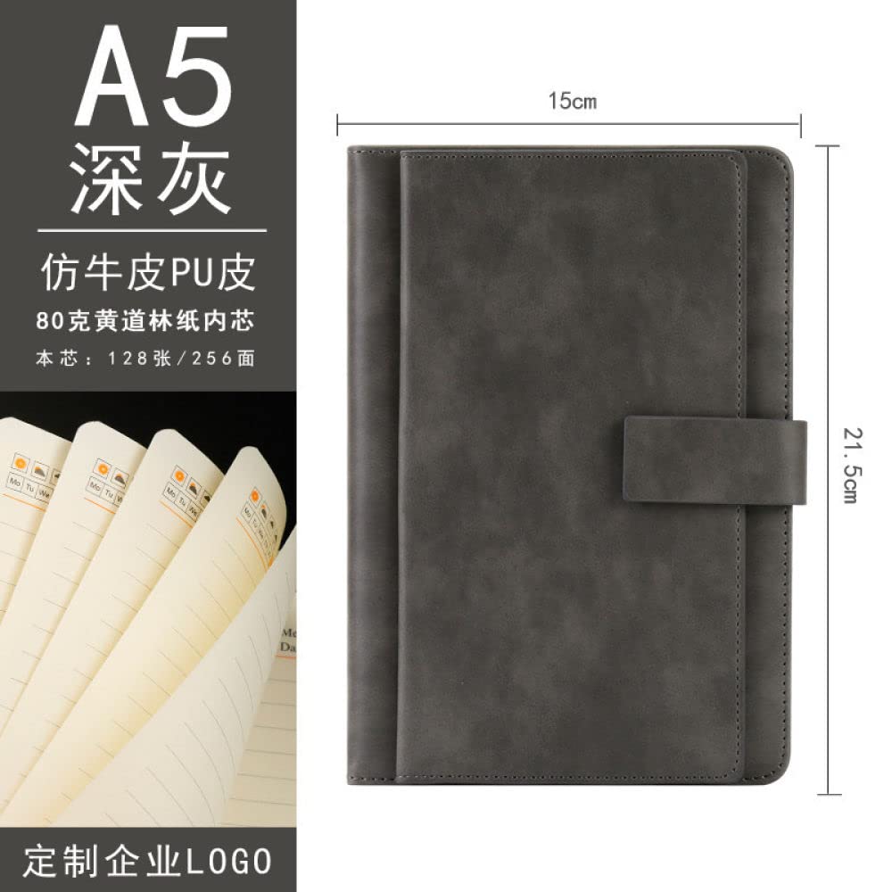 Quaderno A5 retrò Business in finta pelle doppia copertina Blocco note Agenda Journal Planner Forniture per ufficio Forniture per studenti, A5, Grigio, 1 PZ