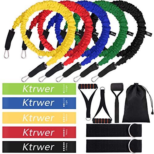 Ktrwer 16 Pcs Resistance Bands Set Workout Exercise Bands with Handles Door Anchor